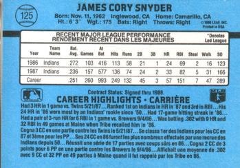 1988 Leaf #125 Cory Snyder Back