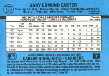 1988 Leaf #156 Gary Carter Back