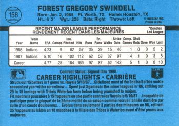 1988 Leaf #158 Greg Swindell Back