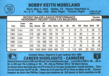 1988 Leaf #160 Keith Moreland Back