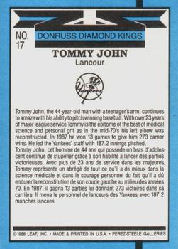 1988 Leaf #17 Tommy John Back