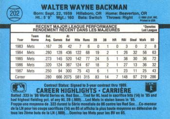 1988 Leaf #202 Wally Backman Back