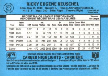 1988 Leaf #219 Rick Reuschel Back