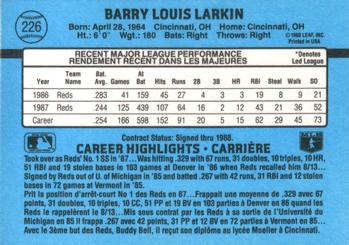 1988 Leaf #226 Barry Larkin Back