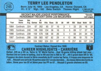 1988 Leaf #246 Terry Pendleton Back