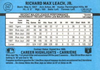 1988 Leaf #247 Rick Leach Back