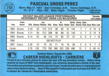 1988 Leaf #248 Pascual Perez Back