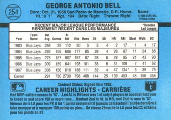 1988 Leaf #254 George Bell Back