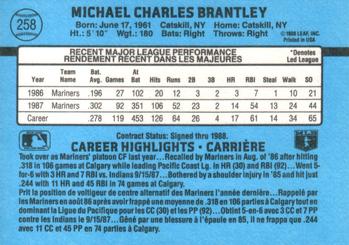 1988 Leaf #258 Mickey Brantley Back