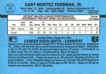 1988 Leaf #44 Gary Thurman Back