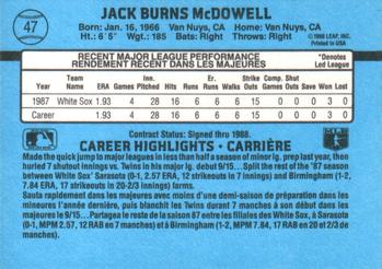 1988 Leaf #47 Jack McDowell Back
