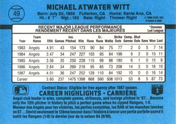 1988 Leaf #49 Mike Witt Back