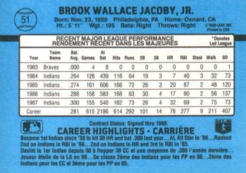 1988 Leaf #51 Brook Jacoby Back