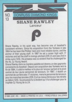 1988 Leaf #13 Shane Rawley Back