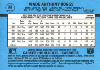 1988 Leaf #65 Wade Boggs Back