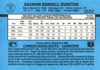 1988 Leaf #70 Shawon Dunston Back