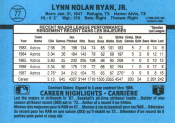 1988 Leaf #77 Nolan Ryan Back