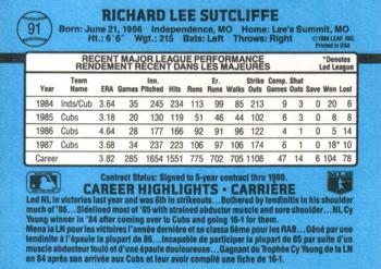 1988 Leaf #91 Rick Sutcliffe Back