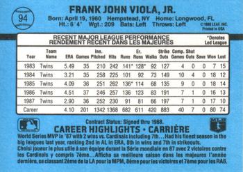 1988 Leaf #94 Frank Viola Back