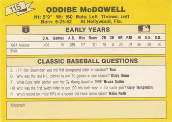 1987 Classic Update Yellow #115 Oddibe McDowell Back