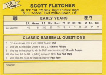 1987 Classic Update Yellow #118 Scott Fletcher Back