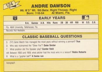 1987 Classic Update Yellow #124 Andre Dawson Back