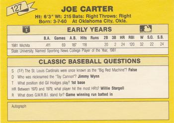 1987 Classic Update Yellow #127 Joe Carter Back