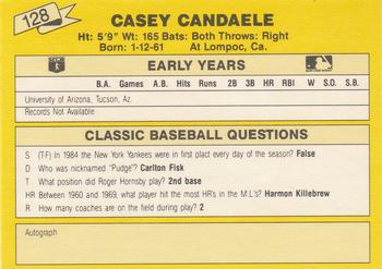 1987 Classic Update Yellow #128 Casey Candaele Back
