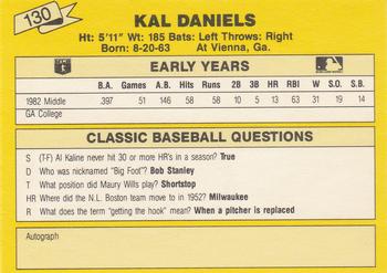 1987 Classic Update Yellow #130 Kal Daniels Back