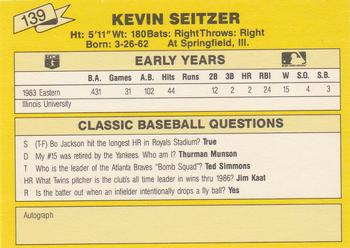 1987 Classic Update Yellow #139 Kevin Seitzer Back