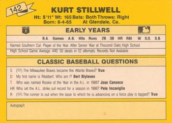1987 Classic Update Yellow #142 Kurt Stillwell Back