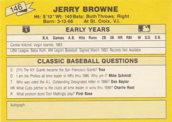 1987 Classic Update Yellow #146 Jerry Browne Back