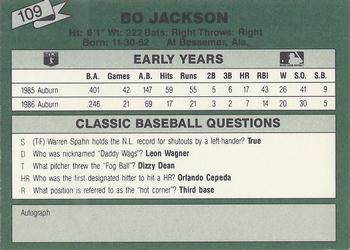 1987 Classic Update Yellow/Green Backs #109 Bo Jackson Back