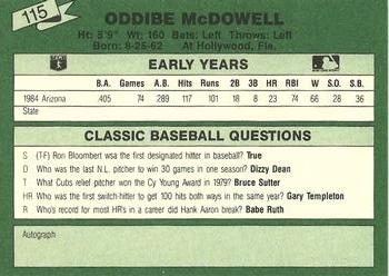 1987 Classic Update Yellow/Green Backs #115 Oddibe McDowell Back