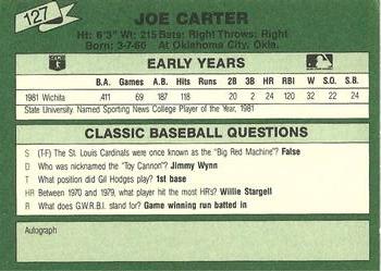 1987 Classic Update Yellow/Green Backs #127 Joe Carter Back