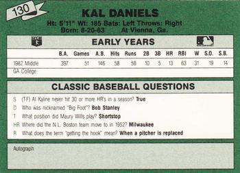 1987 Classic Update Yellow/Green Backs #130 Kal Daniels Back