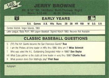 1987 Classic Update Yellow/Green Backs #146 Jerry Browne Back