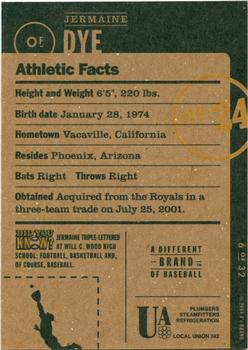 2004 Oakland Athletics A's Brand SGA #6 Jermaine Dye Back