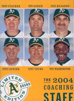 2004 Oakland Athletics A's Brand SGA #31 Brad Fischer / Bob Geren / Dave Hudgens / Chris Speier / Curt Young / Ron Washington Front