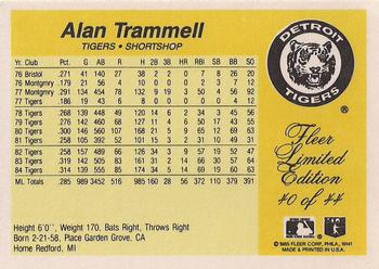 1985 Fleer Limited Edition #40 Alan Trammell Back