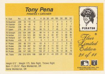 1985 Fleer Limited Edition #24 Tony Pena Back