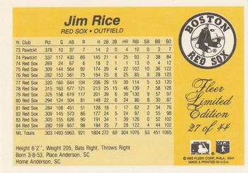 1985 Fleer Limited Edition #27 Jim Rice Back