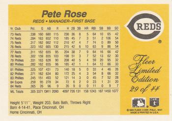 1985 Fleer Limited Edition #29 Pete Rose Back