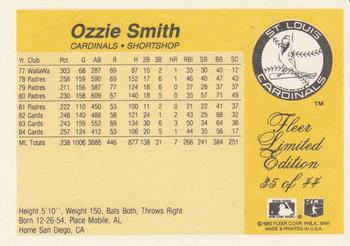 1985 Fleer Limited Edition #35 Ozzie Smith Back