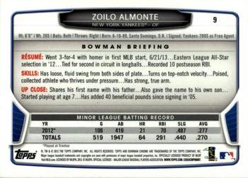 2013 Bowman Draft Picks & Prospects - Chrome #9 Zoilo Almonte Back