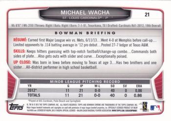 2013 Bowman Draft Picks & Prospects - Chrome #21 Michael Wacha Back