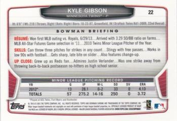 2013 Bowman Draft Picks & Prospects - Chrome #22 Kyle Gibson Back
