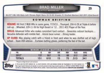 2013 Bowman Draft Picks & Prospects - Chrome #29 Brad Miller Back