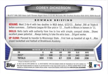 2013 Bowman Draft Picks & Prospects - Chrome #35 Corey Dickerson Back