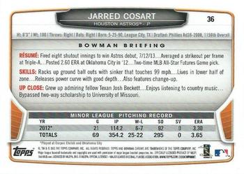 2013 Bowman Draft Picks & Prospects - Chrome #36 Jarred Cosart Back